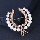 Wheat Faux Pearl Alloy Brooch Gold - One Size