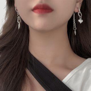 Hoop Alloy Dangle Earring 1 Pair - Asymmetric - Silver - One Size