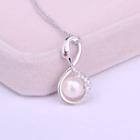 925 Sterling Silver Pearl Swan Pendant Necklace