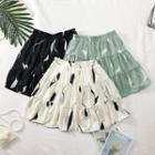 Elastic-waist Printed A-line Skirt