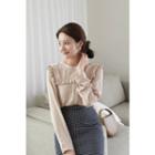 Frill-yoke Bishop-sleeve Blouse