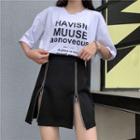 Zip Split-hem A-line Skirt