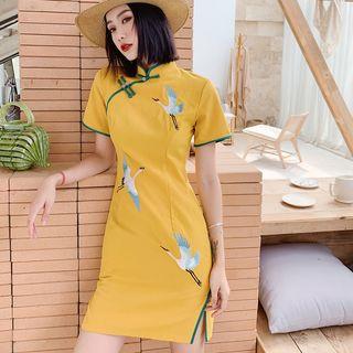 Crane Short-sleeve Qipao