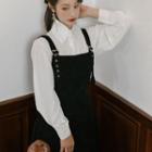 Set: Plain Shirt + Midi Overall Dress