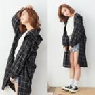 Check Hooded Loose-fit Long Shirt Black(02) - One Size