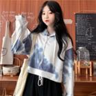Tie-dyed Long-sleeve Cropped Hoodie