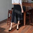 Slit Asymmetric-hem Maxi Skirt