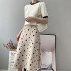 Dotted Knit Midi A-line Skirt