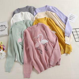 Flamingo Embroidered Sweater