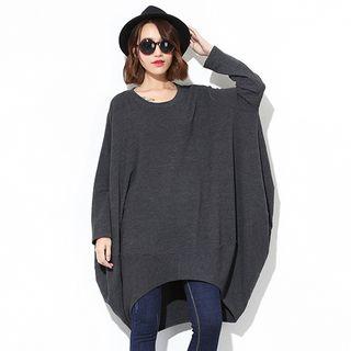 Long Sleeve Loose-fit Plain T-shirt Dress