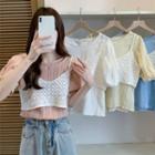 Set: Short-sleeve Crew Neck Top + Cropped Vest