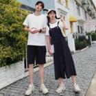 Couple Matching Short-sleeve T-shirt / Striped Shorts / Wide-leg Jumper Pants