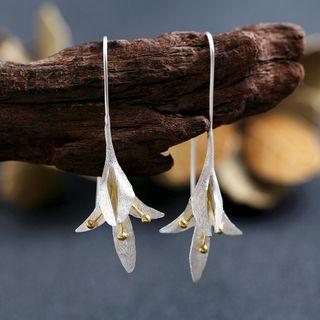 925 Sterling Silver Flower Dangle Earring 1 Pair - Silver - One Size