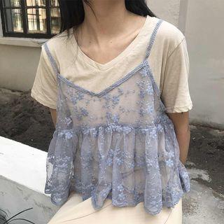 Lace Camisole Top / Short-sleeve Plain T-shirt