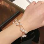 Faux Pearl Layered Bracelet Rose Gold - One Size