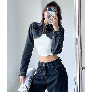 Washed Denim Cape Top
