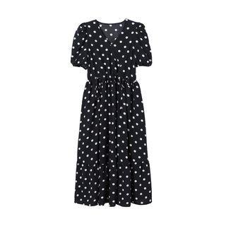 Short Sleeve Dot Chiffon Dress