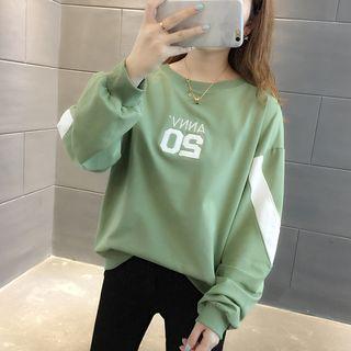 Color-panel Lettering Sweatshirt