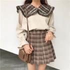Gingham Collar Blouse / Gingham Pleated Skirt
