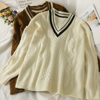 V-neck Loose-fit Long Sweater