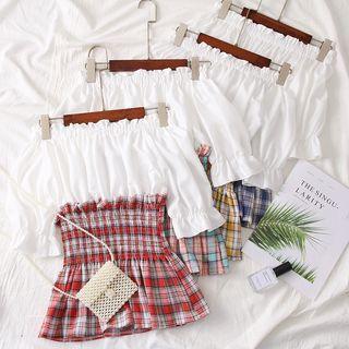 Boatneck Mock Two-piece Blouse