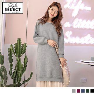 Slit-side Plain Pullover Dress