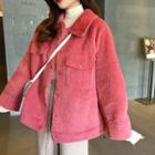 Fleece Open Front Jacket Red - One Size