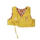 Cat Embroidered Lace Up Cropped Vest Yellow - One Size