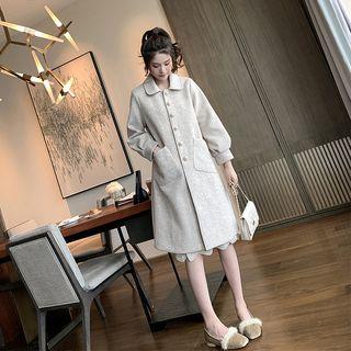 Front Pocket Beaded Woolen Coat