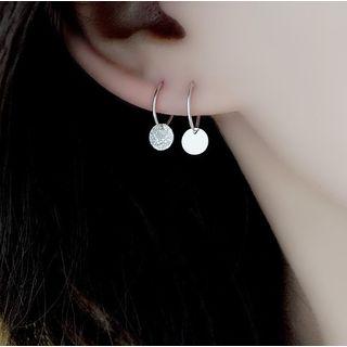925 Sterling Silver Disc & Hoop Earring