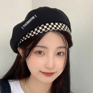 Checkerboard Trim Beret