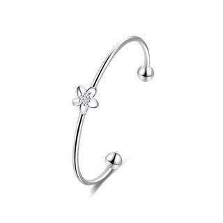 Elegant Simple Plum Open Bangle Silver - One Size
