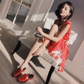 Sleeveless Wrapped Print Dress