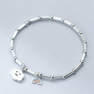 Smiley Cloud Rainbow Sterling Silver Bracelet Silver - One Size