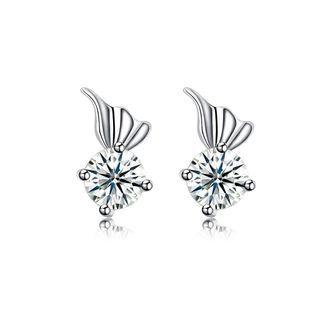 925 Sterling Silver 925 Sterling Silver Romantic Elegant Exquisit Butterfly Wing Earrings And Ear Studs With Cubic Zircon Silver - One Size