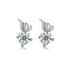 925 Sterling Silver 925 Sterling Silver Romantic Elegant Exquisit Butterfly Wing Earrings And Ear Studs With Cubic Zircon Silver - One Size