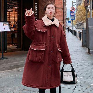 Midi Faux Shearling Button Coat