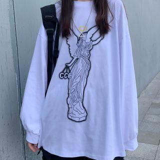 Statue Print Long-sleeve T-shirt