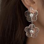 Flower Drop Earring 1 Pair - Earrings - Flower - Silver - One Size
