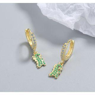Rhinestone Dinosaur Drop Earring 1 Pair - Gold - One Size