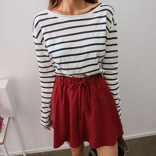 Drape-back Striped Top