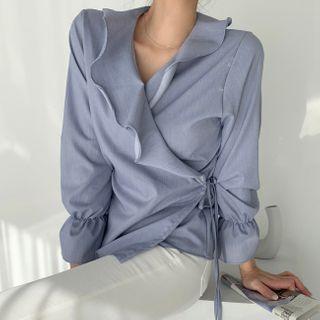 Ruffle Trim Sashed Blouse