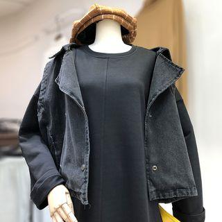 Sleeveless Denim Jacket / Long Pullover / Set