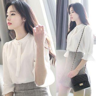Embellished 3/4-sleeve Chiffon Blouse
