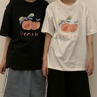 Peach Print Short-sleeve Oversize Tee