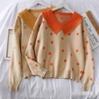 Dot Print Doll-collar Sweater