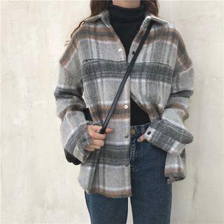 Check Lapel Loose-fit Shirt Jacket
