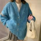 Two-tone V-neck Oversized Cardigan