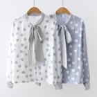 Tie Neck Heart Printed Blouse
