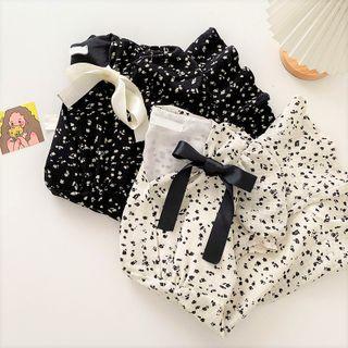 Puff-sleeve Asymmetrical Floral A-line Dress